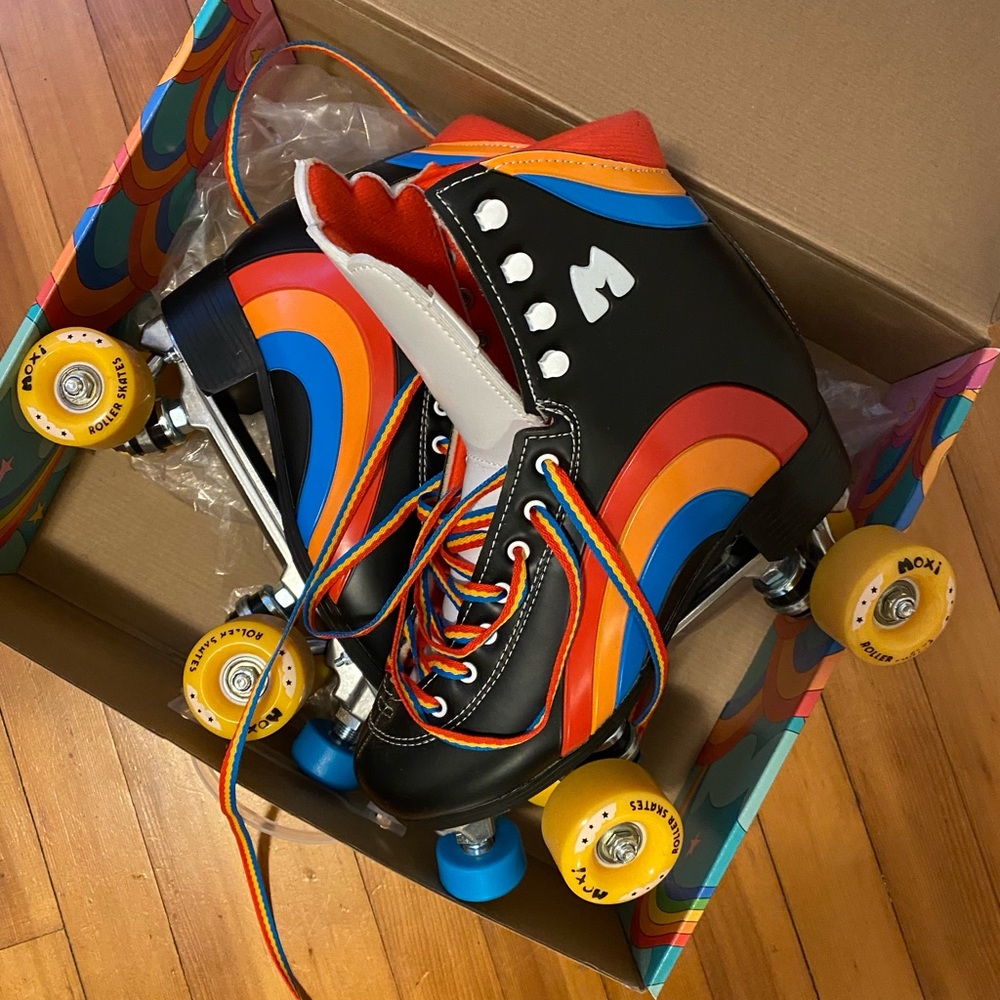 Rainbow roller skates